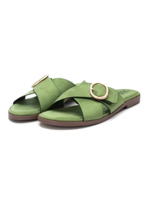 Crossover Slide-On Sandals - Green